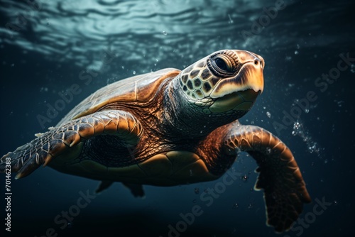 Sea turtle in the ocean © Tarun