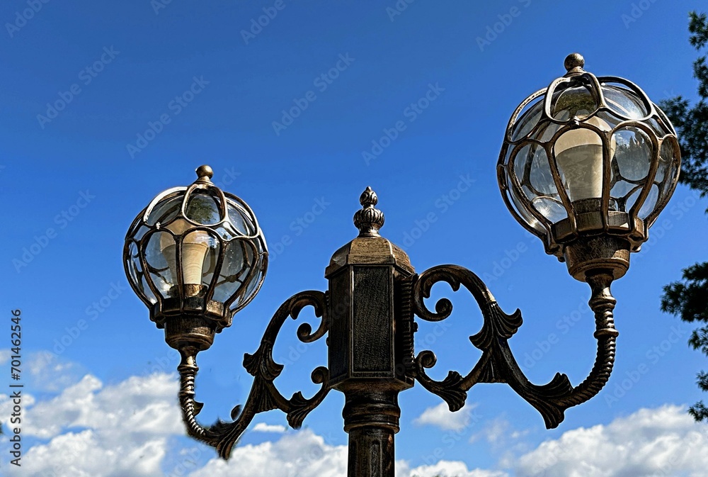 street lamps in the style of the first light bulbs of the inventor of the light bulb Yablochkov in his homeland, the city of Serdobsk, Penza region, Russia. Attractions street lamps in the style of the first light bulbs of the inventor of the light bulb Yablochkov in his homeland, the city of Serdobsk, Penza region, Russia. Attractions