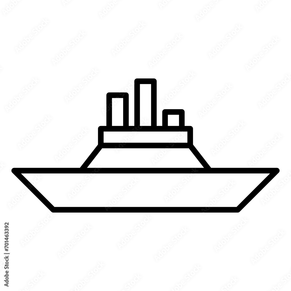 Ship boat icon or logo illustration outline black style Ship boat icon or logo illustration outline black style