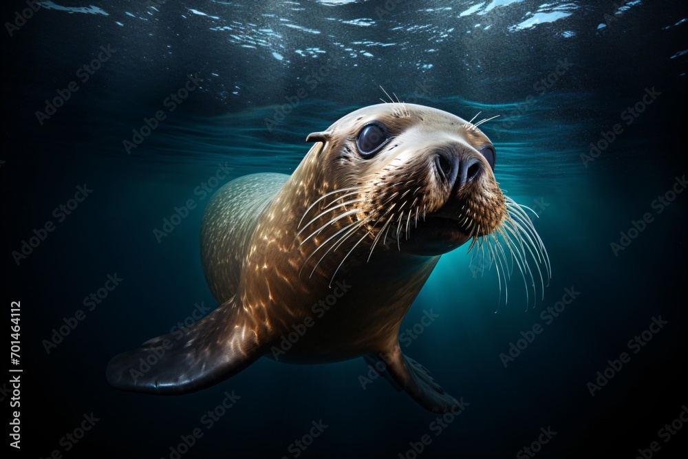 Fototapeta premium Close-up of a seal in the ocean