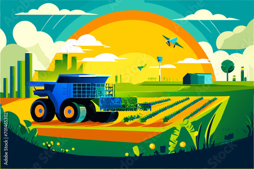 Sustainable farming tech vektor illustation
