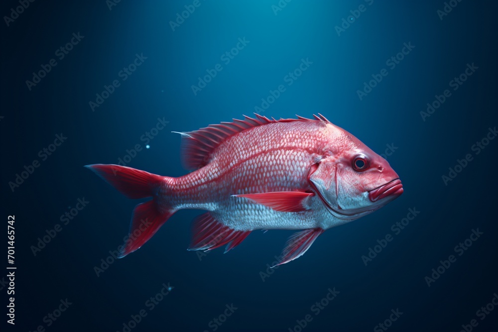 A red and silver color fish swimming in the ocean