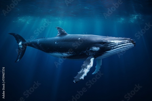 Closeup of a whale underwater © Tarun