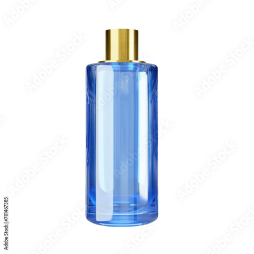 Perfume packaging glass blue with gold cap bottle