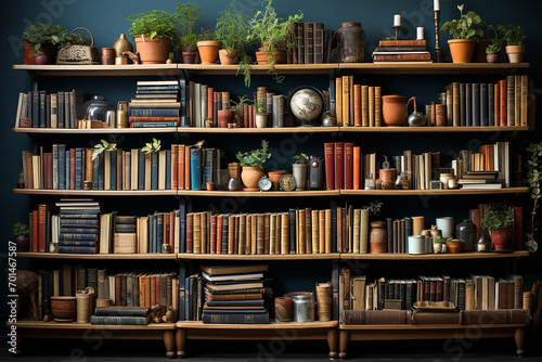 Generative AI - Many shelves in modern style full of books