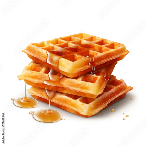 tasty dutch waffles isolated on transparent background created with Generative Ai