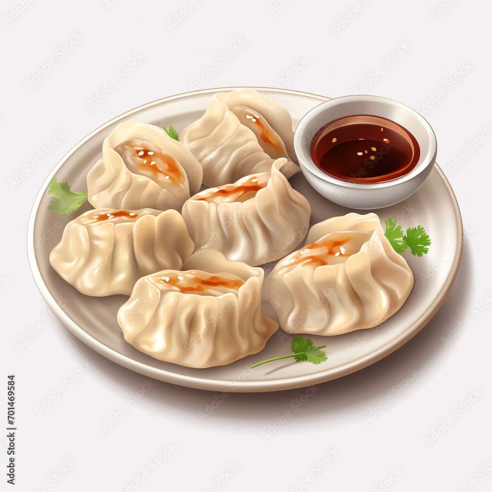 plate of tasty dumplings or momos isolated on transparent background created with Generative Ai plate of tasty dumplings or momos isolated on transparent background created with Generative Ai
