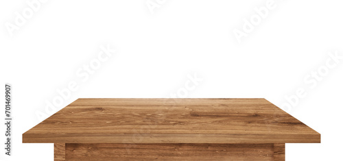 Light empty wooden tabletop isolated on white background photo