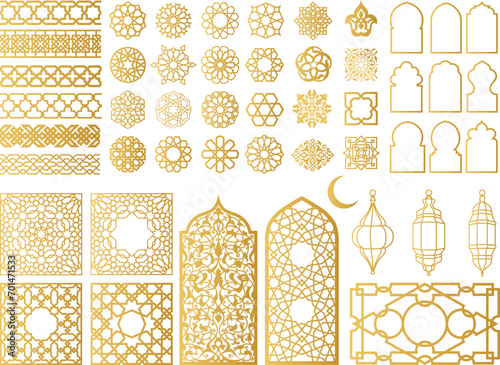 Arabic Oriental Vector Elements. Arabian Ornament. Digital Clipart. Traditional Pattern