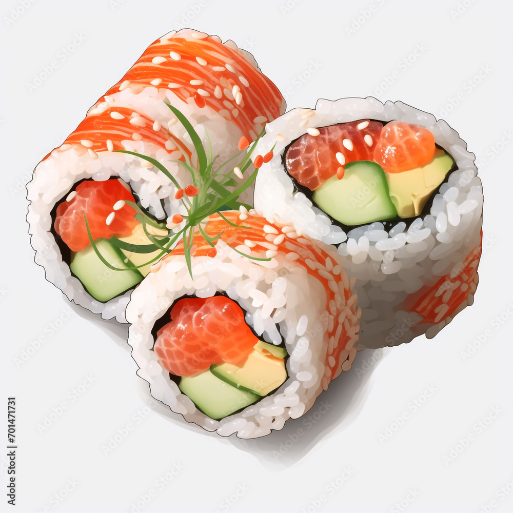 tasty sushi rolls isolated on transparent background created with Generative Ai tasty sushi rolls isolated on transparent background created with Generative Ai