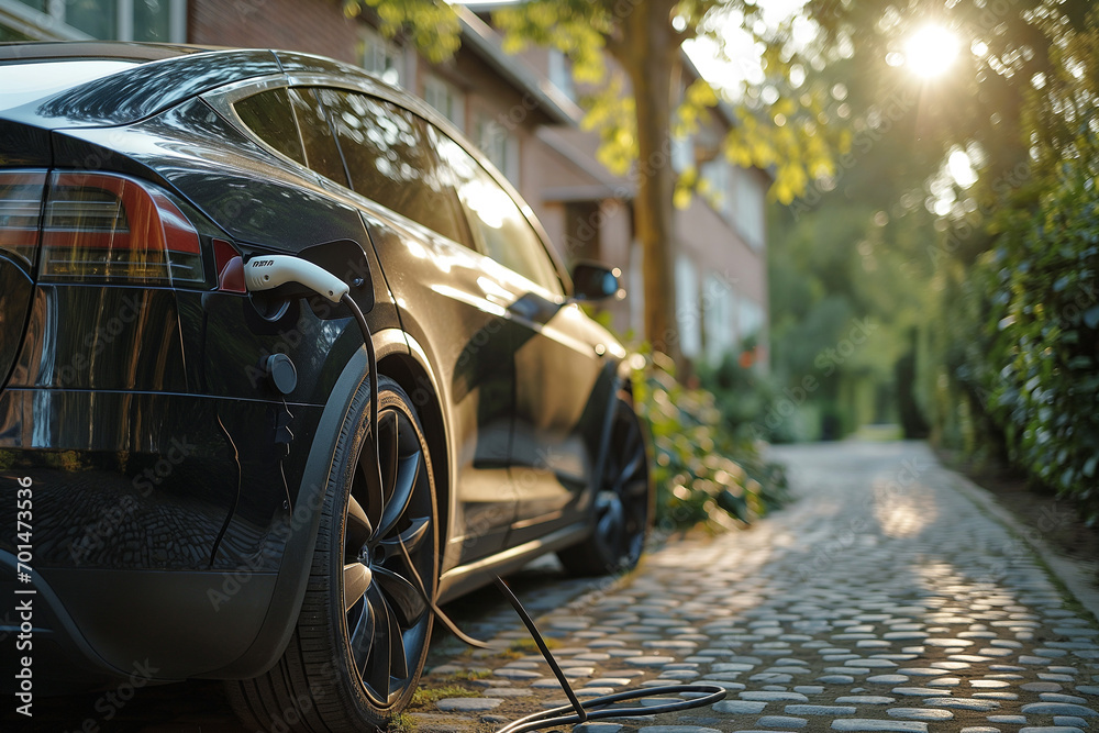 Charging station for electric vehicles. Concepts of green energy and eco-energy produced from environmentally friendly sources to be supplied to a charging station.