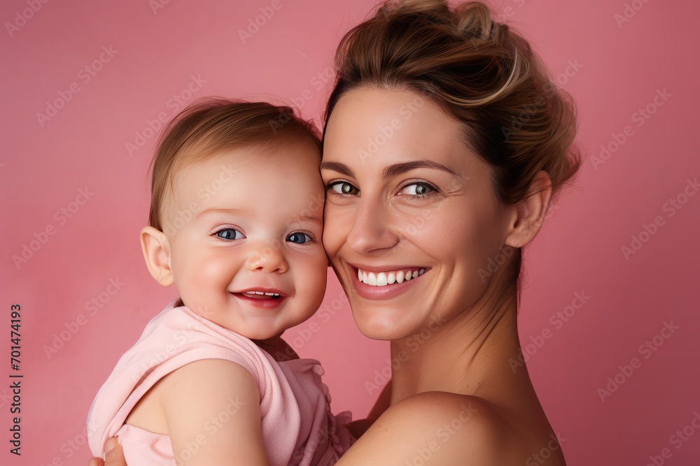 Smiling Mother Holding Her Smiling Baby. Mother's Day Concept Smiling Mother Holding Her Smiling Baby. Mother's Day Concept