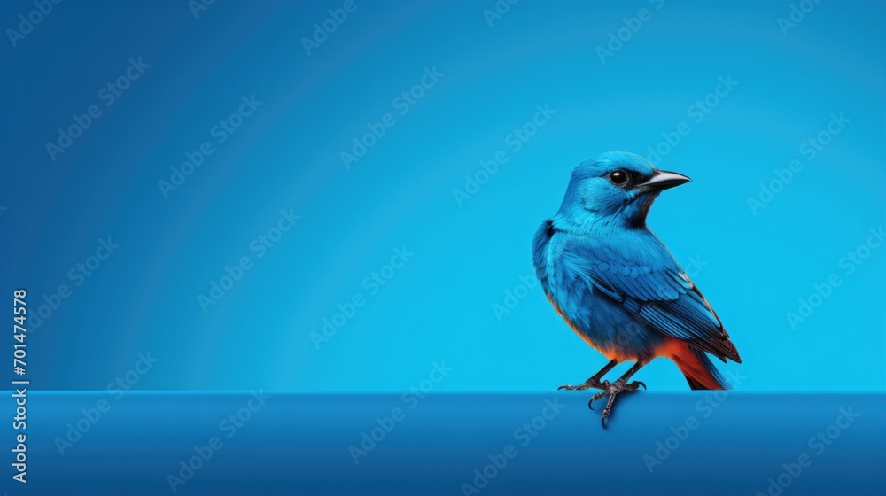 Fototapeta premium A small penguin with striking colors against an intense blue backdrop generative ai