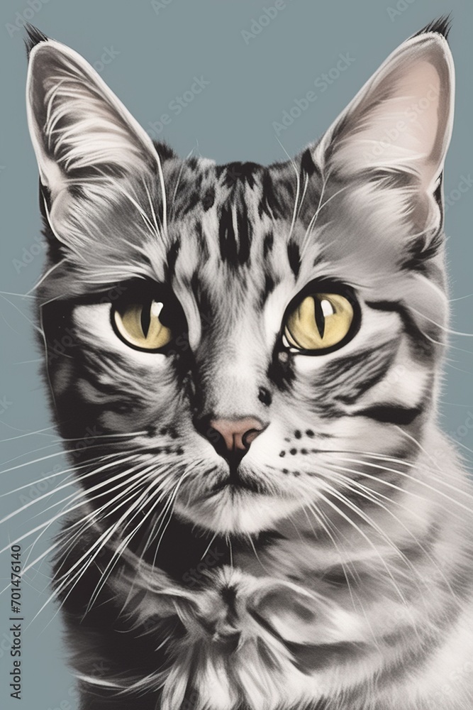 Silver tabby cat with captivating yellow eyes Silver tabby cat with captivating yellow eyes