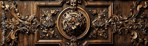 Decorative ornaments wooden wall panel background wallpaper
