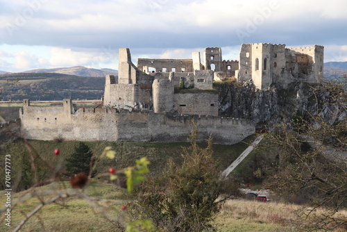 Beckov Castle in Slovakia view from a Hill