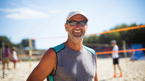 beach volleyball coach generative ai photo