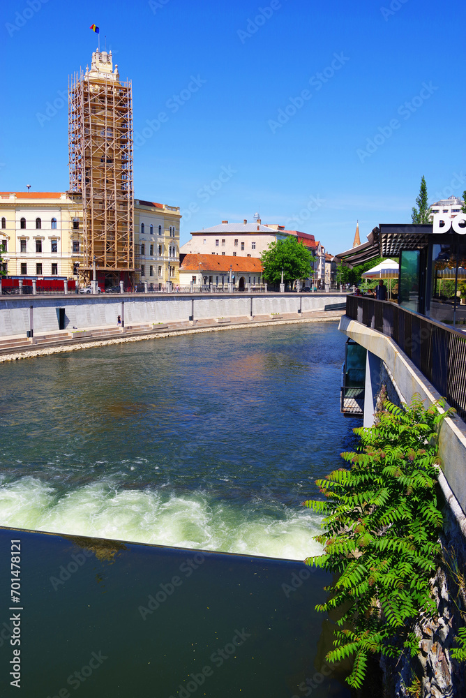 Cityscape of Oradea, located on the banks of Crisul Repede River, Romania, Europe	
