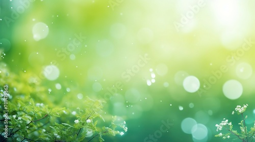 Beautiful green leaves on blurred background, space for text. Spring season. Banner for text