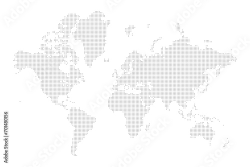 World map mosaic of squares. Black vector illustration