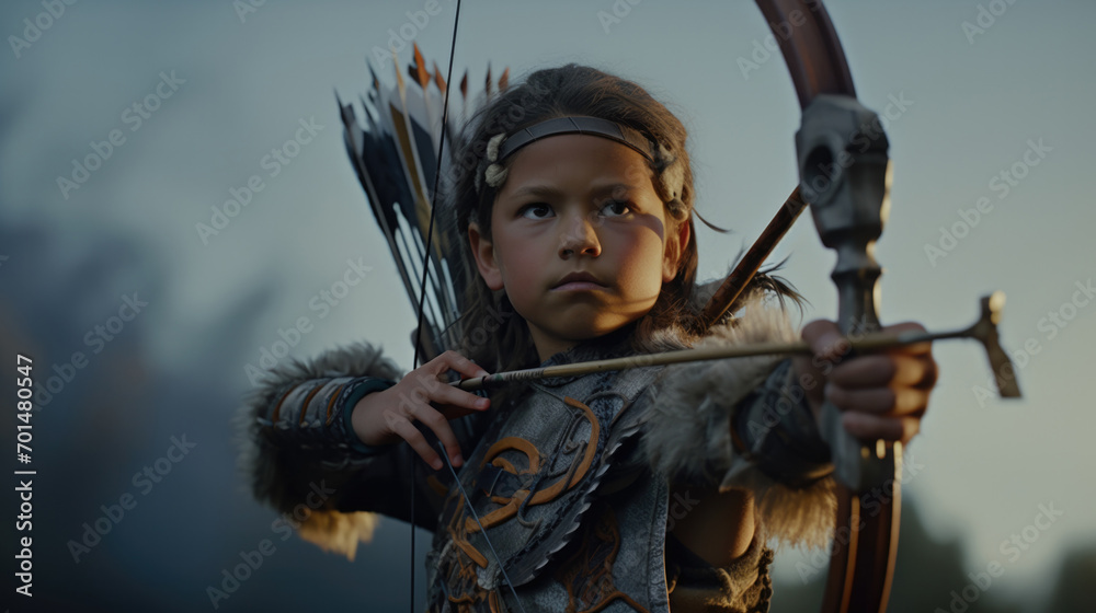 young archer from his first arrows. generative ai young archer from his first arrows. generative ai