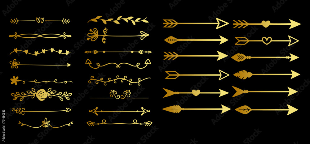 gold arrow decorative design - obrazy, fototapety, plakaty 