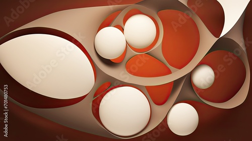 Abstract illustration with circles in white, orange and brown. Vanilla, cinnamon and chocolate.