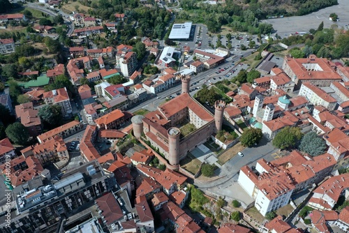 Aerial view of Ivrea city, Turin, Piedmont, Italy
