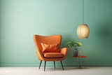 A luxurious and velvet orange color armchair