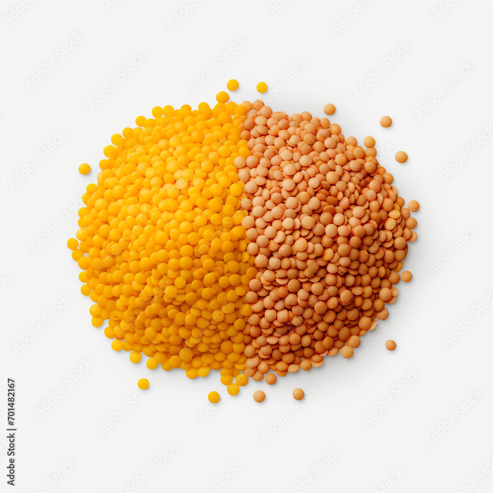 fresh yellow and red lentil seeds isolated on transparent background created with Generative Ai fresh yellow and red lentil seeds isolated on transparent background created with Generative Ai