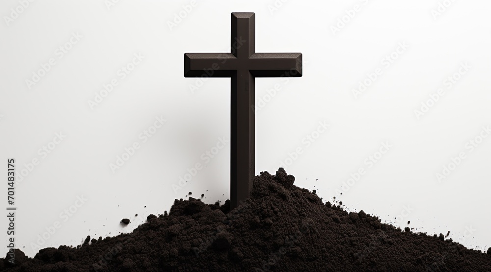 Ash Wednesday background with cross in the ground