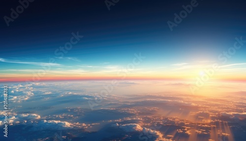 Atmosphere of the Earth seen from International space station daylight, with the curvature of the earth, 
