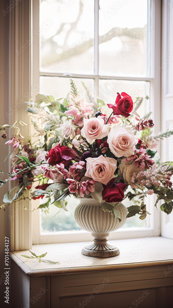 Fototapeta premium Floral arrangement with winter, autumn or early spring botanical plants and flowers