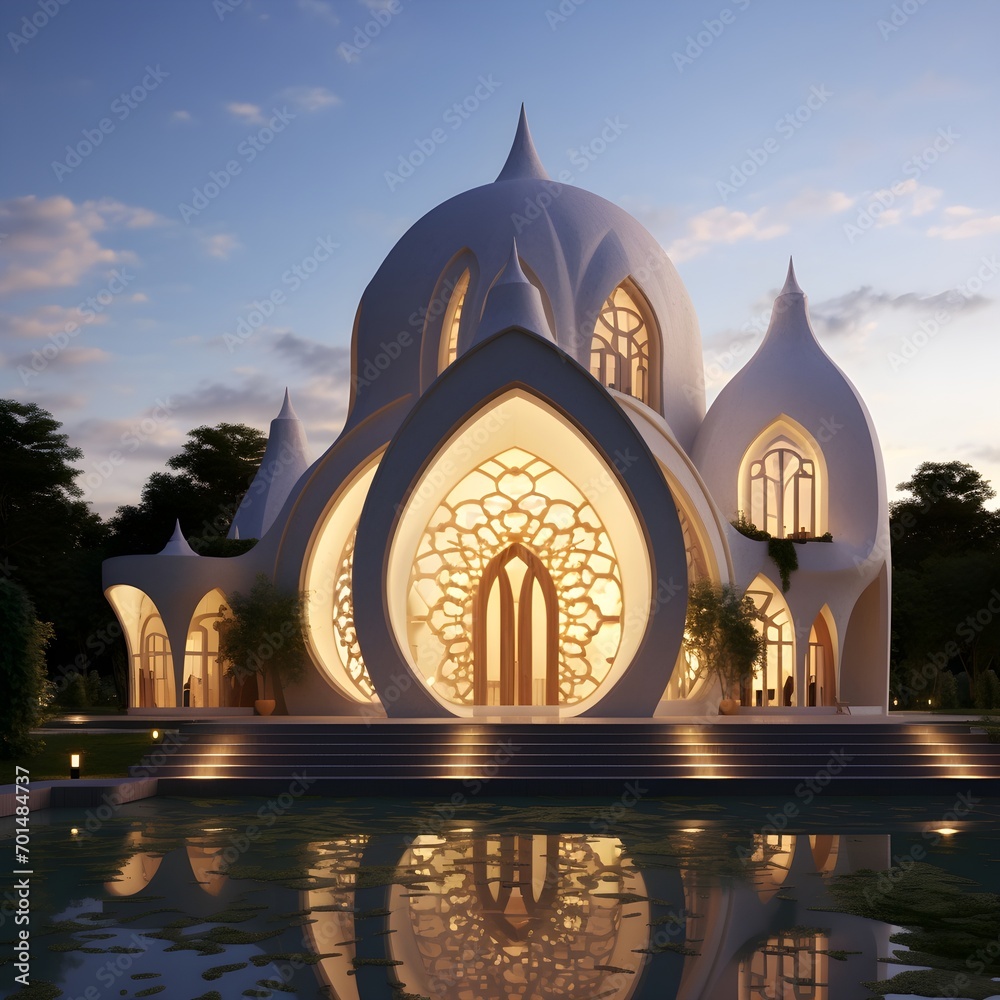 Obraz premium A house built in the shape of islamic architecture