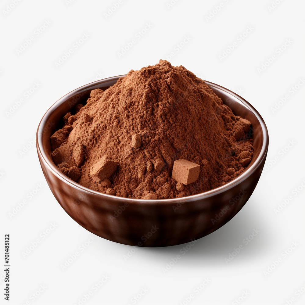 bowl of cocoa powder isolated on transparent background created with Generative Ai bowl of cocoa powder isolated on transparent background created with Generative Ai
