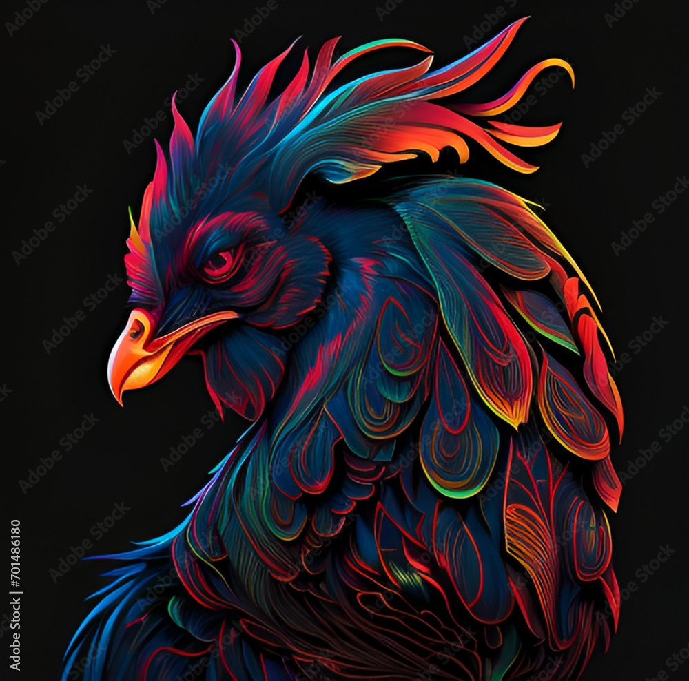 colorful backround of the rooster