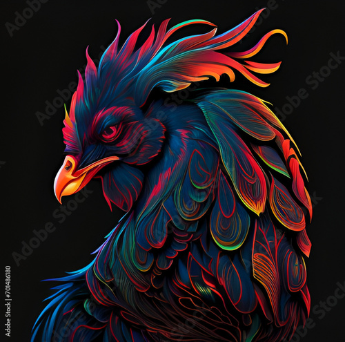 colorful backround of the rooster