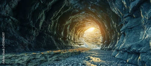 Underground mine tunnel mining industry. Creative Banner. Copyspace image photo