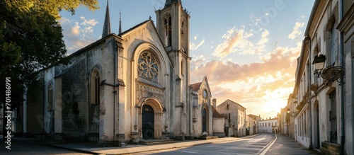 the saint leger church from cognac france. Creative Banner. Copyspace image photo