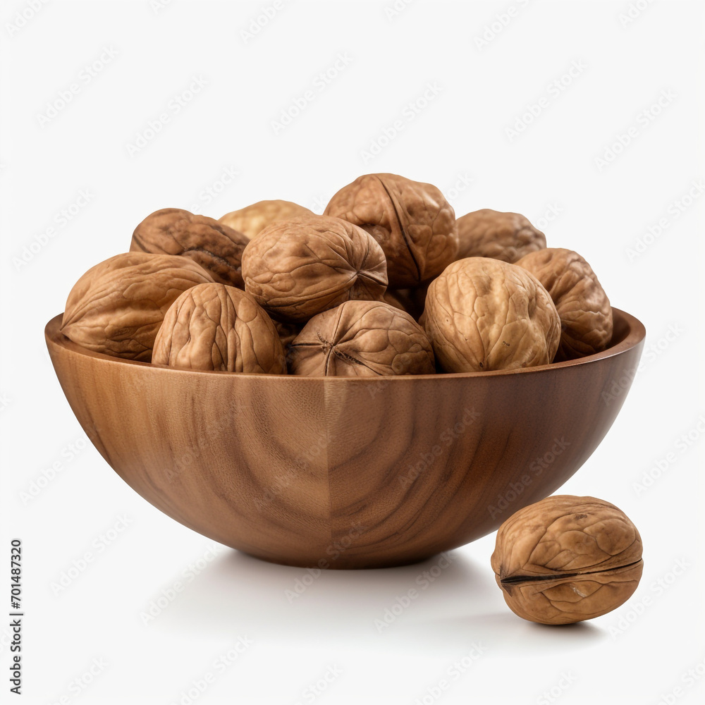walnuts in a wooden bowl with transparent background created with Generative Ai walnuts in a wooden bowl with transparent background created with Generative Ai