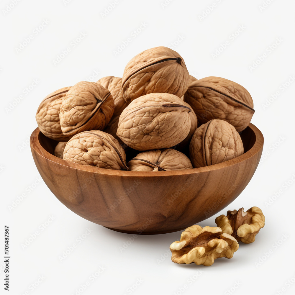 walnuts in a wooden bowl with transparent background created with Generative Ai walnuts in a wooden bowl with transparent background created with Generative Ai