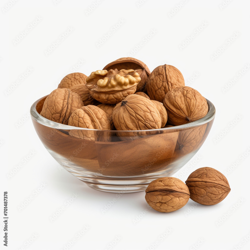 walnuts in a wooden bowl with transparent background created with Generative Ai walnuts in a wooden bowl with transparent background created with Generative Ai