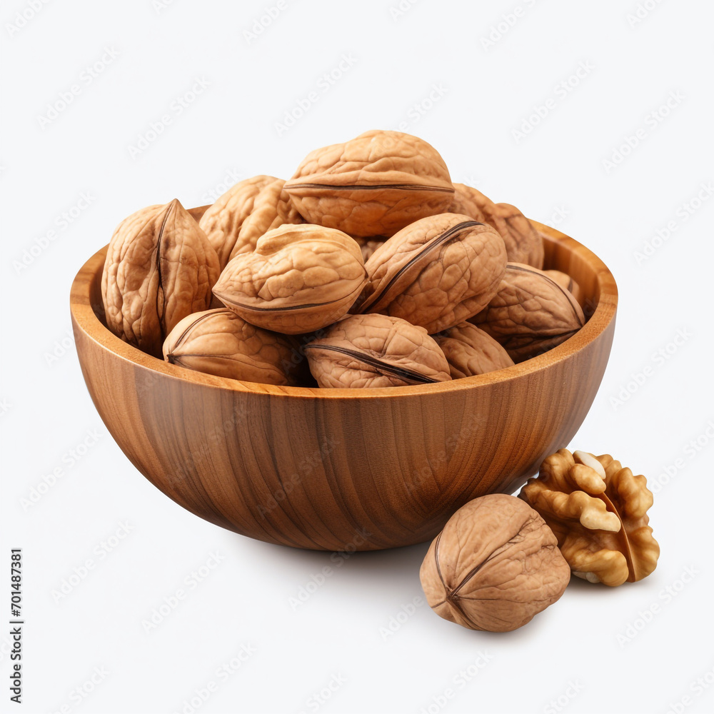 walnuts in a wooden bowl with transparent background created with Generative Ai walnuts in a wooden bowl with transparent background created with Generative Ai