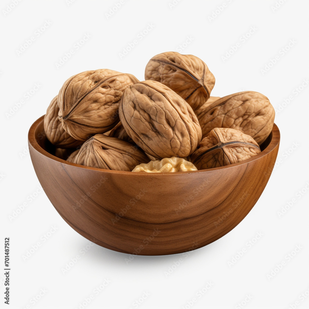 walnuts in a wooden bowl with transparent background created with Generative Ai walnuts in a wooden bowl with transparent background created with Generative Ai