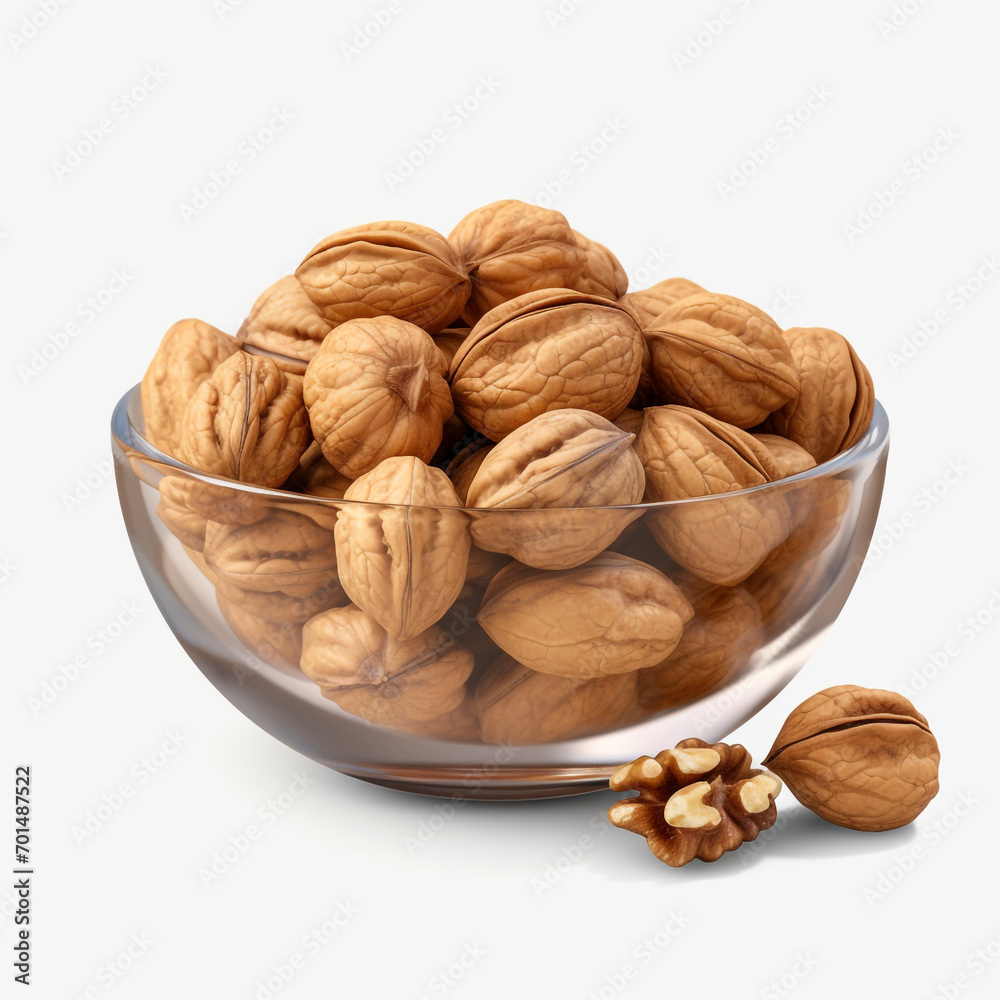 walnuts in a wooden bowl with transparent background created with Generative Ai walnuts in a wooden bowl with transparent background created with Generative Ai