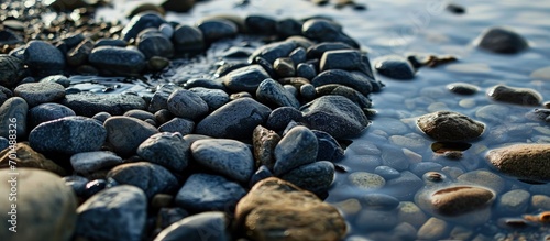 Rocks on Lake Bottom Forming a Heart Shape. Creative Banner. Copyspace image