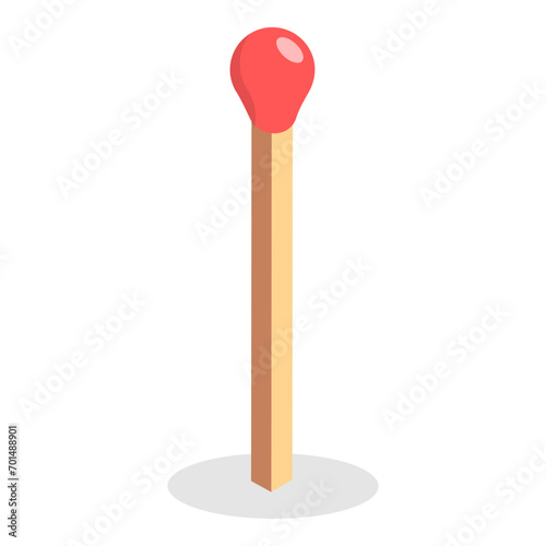 3D Isometric Flat Vector Set of Burning Matchs, Different Stages. Item 6