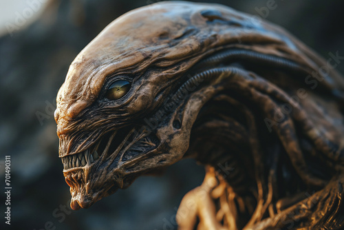 Close Up Portrait of a Alien, Evil Scary Alien, Alien Concept