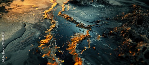 oil spill black background ecology disaster nature industrial pollution toxic water abstract. Creative Banner. Copyspace image