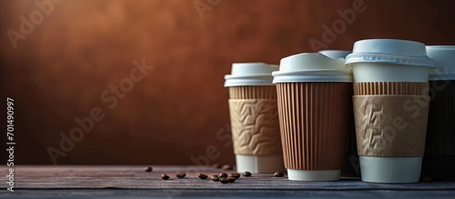 Set of many disposable paper cups for coffee tea hot chocolate or any other hot beverage Ideal for fast food restaurants coffee shops cafes and any other food or beverage establishment